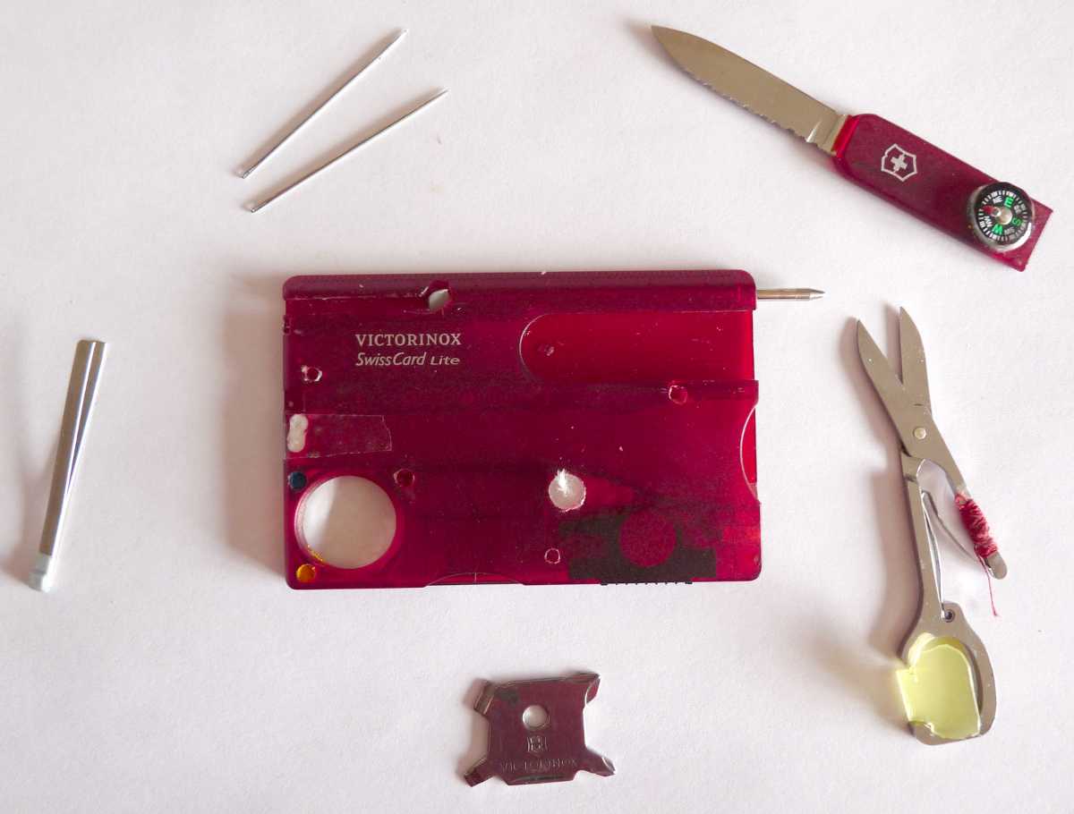Modified Victorinox swiss card lite with satellited tools